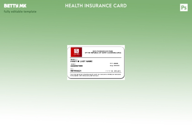 Модерен стил Шаблон за картичка за здравствено осигурување Северна Македонија